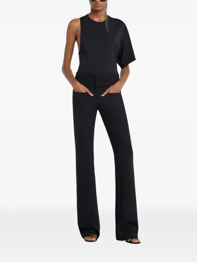 Courrèges Courregès Oneshoulder Tshirt In Scuba In Black