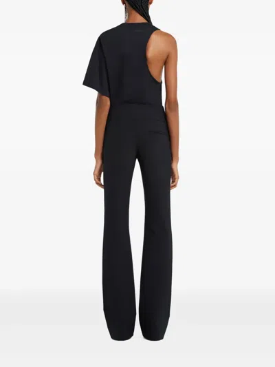 Courrèges Courregès Oneshoulder Tshirt In Scuba In Black