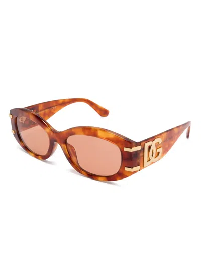 Dolce & Gabbana Womens Brown Dg4501 Butterfly-frame Acetate Sunglasses In Camel Havana