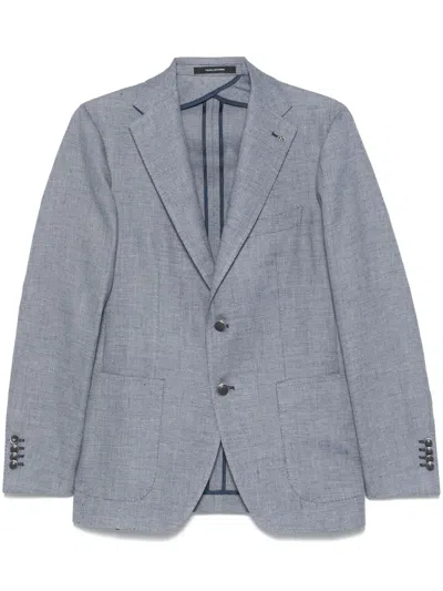 Tagliatore Notched-lapels Single-breasted Blazer In Blue