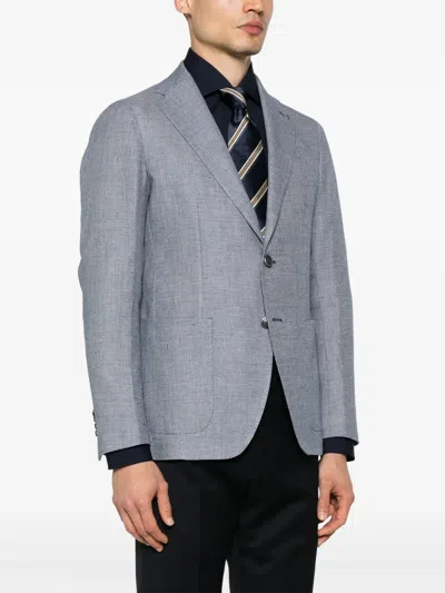 Tagliatore Notched-lapels Single-breasted Blazer In Blue