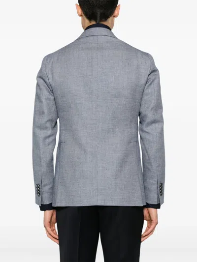 Tagliatore Notched-lapels Single-breasted Blazer In Blue