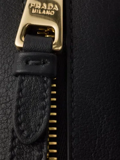 Prada Leather Shoulder Bag In Black