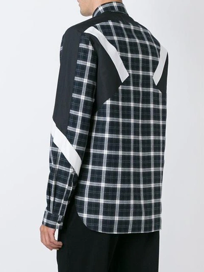 Shop Neil Barrett Contrast Panel Check Shirt