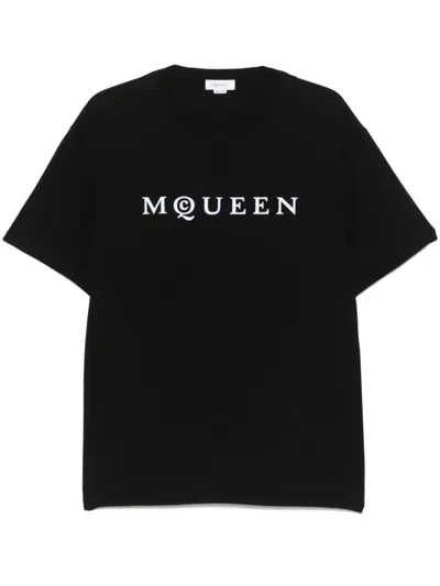 Alexander Mcqueen Logo Lettering Crewneck T-shirt In Black