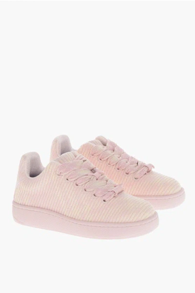 Burberry Check Knit Pattern Box Sneakers In Pink