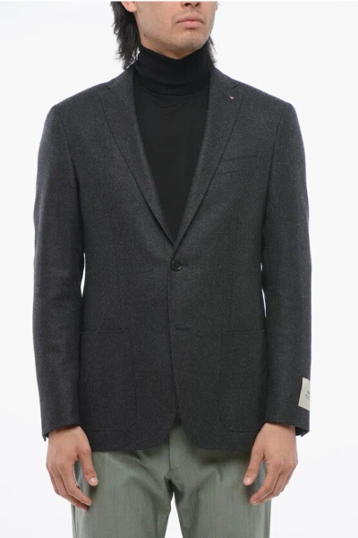 Corneliani Virginw Wool Linend 2-buttons Blazer With Patch Pockets