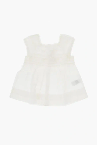 Bonpoint Pleated Cotton Flower Blouse