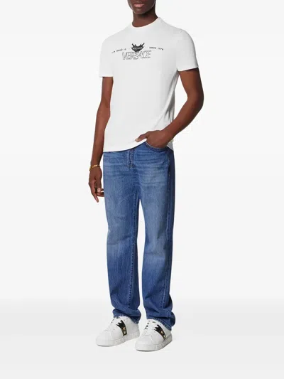 Versace Man T-shirt White Size L Cotton In White