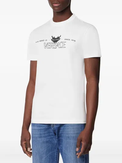 Versace Man T-shirt White Size L Cotton In White