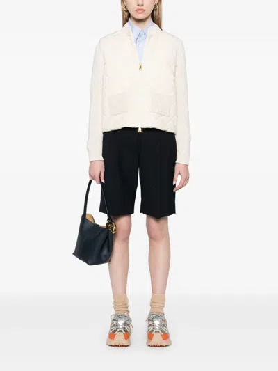 Moncler Long-sleeved Down Jacket In Neutrals