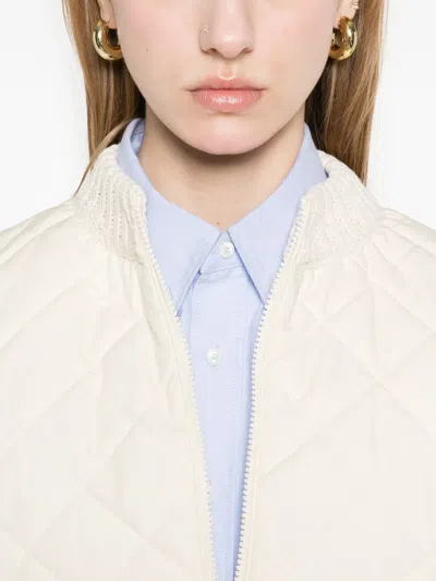 Moncler Long-sleeved Down Jacket In Neutrals