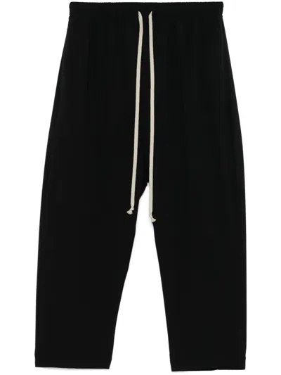 Rick Owens Womens Black Astaires Drawstring Crop-leg High-rise Wool Trouser In Black