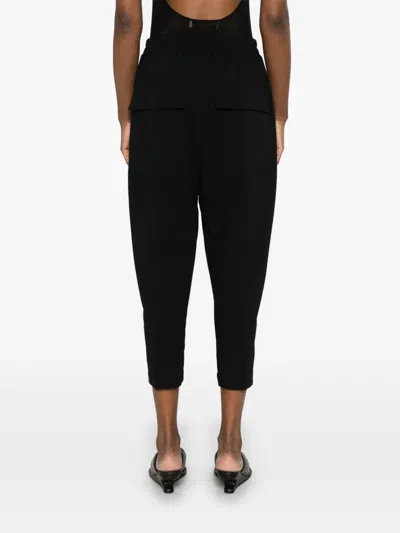 Rick Owens Womens Black Astaires Drawstring Crop-leg High-rise Wool Trouser In Black