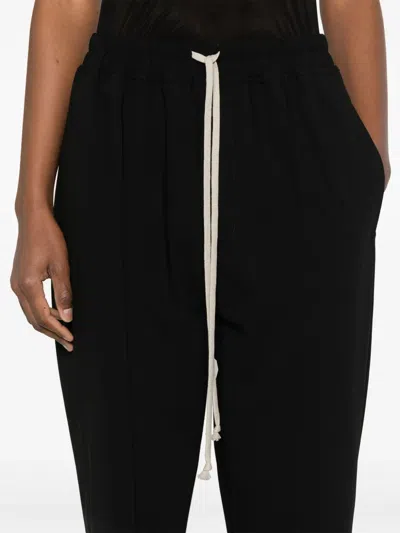 Rick Owens Womens Black Astaires Drawstring Crop-leg High-rise Wool Trouser In Black