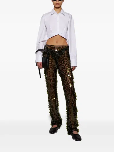 Coperni Sequinned Flared Trousers In Green