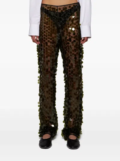 Coperni Sequinned Flared Trousers In Green