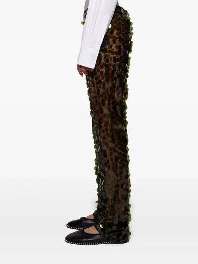 Coperni Sequinned Flared Trousers In Green