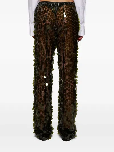 Coperni Sequinned Flared Trousers In Green