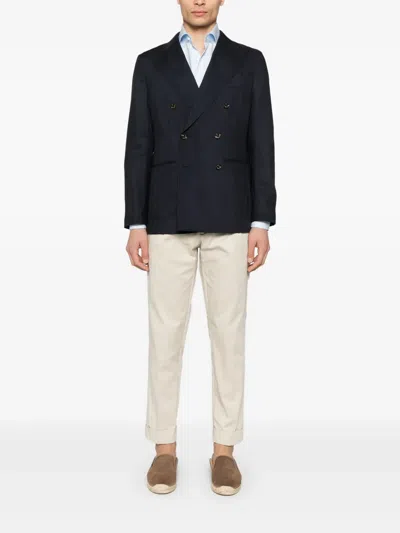 Montecore Tailored Black Double-breasted Jacket In Blue