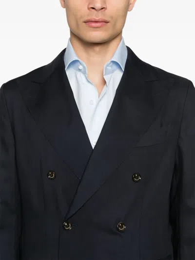 Montecore Tailored Black Double-breasted Jacket In Blue