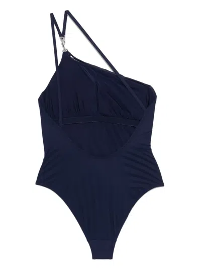 Tory Burch One-shoulder Swimsuit In Blue