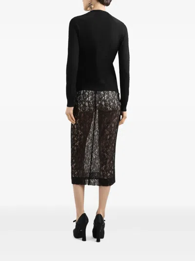 Dolce & Gabbana Floral-lace Midi Dress In Black