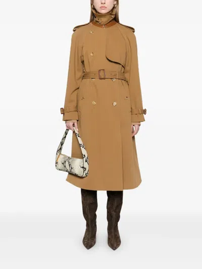 Chloé Long Water-repellent Beige Trench Coat In Cotton Gabardine In Neutrals
