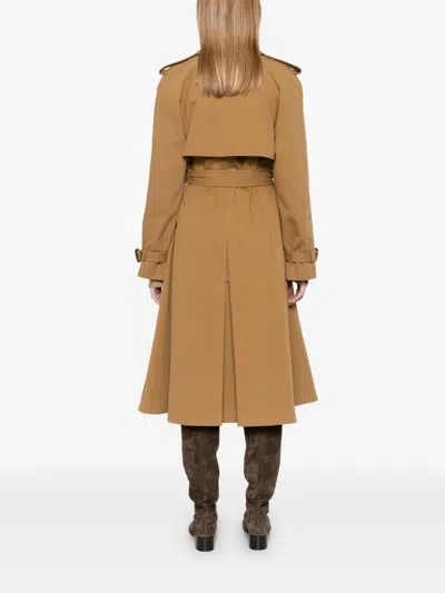 Chloé Long Water-repellent Beige Trench Coat In Cotton Gabardine In Neutrals