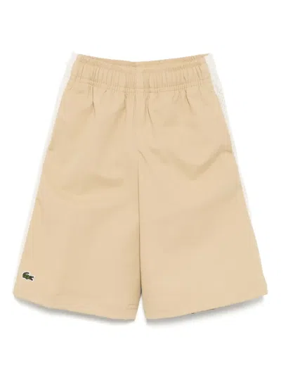 Lacoste Taffeta Mesh-panel Shorts In Neutrals