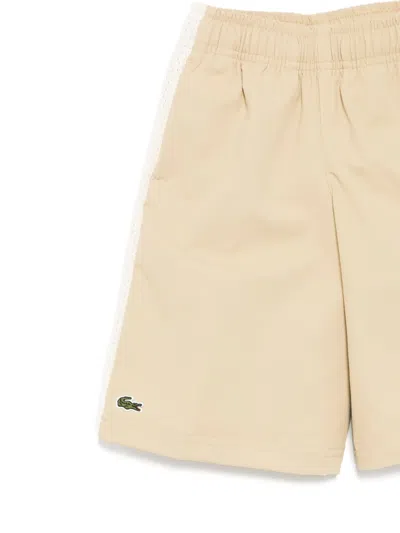 Lacoste Taffeta Mesh-panel Shorts In Neutrals