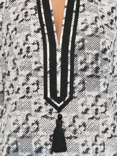 Tory Burch T Monogram Print Silk-blend Tunic In Nude