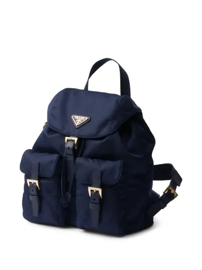 Prada Small Re-nylon Backpack In Blau