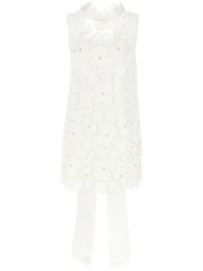 Self-portrait Self Portrait 'white Tulle Satin Bow Mini' Dress