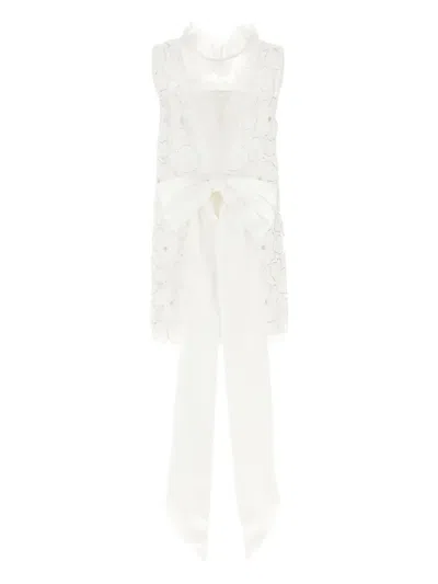 Self-portrait Self Portrait 'white Tulle Satin Bow Mini' Dress