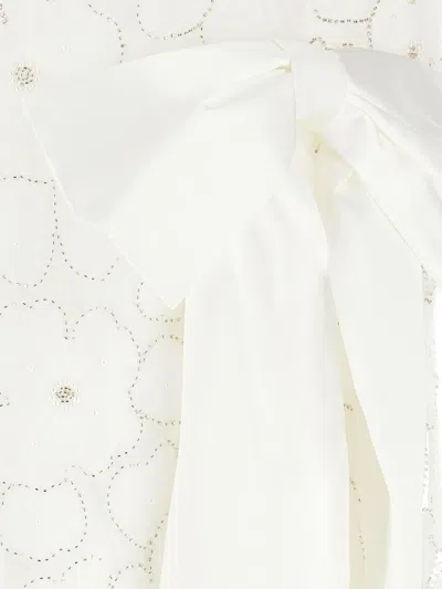 Self-portrait Self Portrait 'white Tulle Satin Bow Mini' Dress