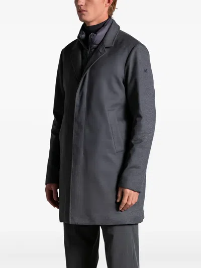 Duno Structured Blue Coat With Detachable Chest Panel In Gray