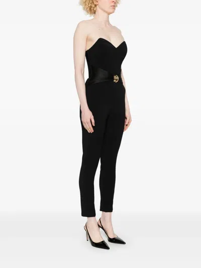 Elisabetta Franchi Strapless Jumpsuit With Waist Belt In Black