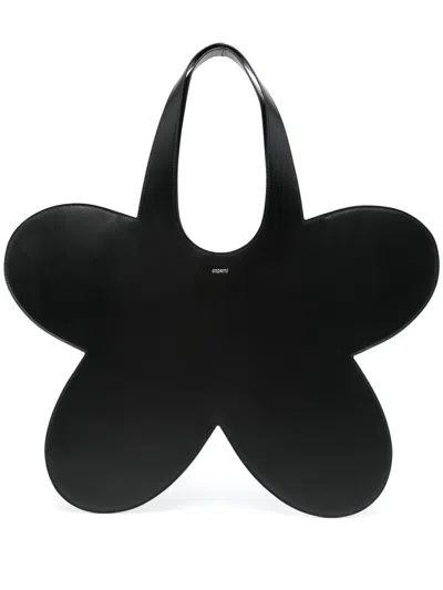 Coperni Flower-shaped Black Calf Leather Tote Bag In Black