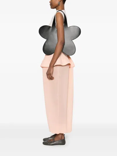 Coperni Flower-shaped Black Calf Leather Tote Bag In Black