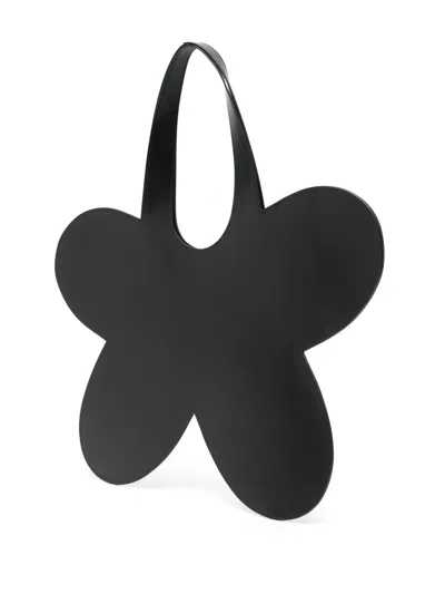 Coperni Flower-shaped Black Calf Leather Tote Bag In Black