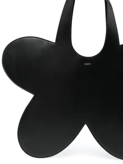 Coperni Flower-shaped Black Calf Leather Tote Bag In Black