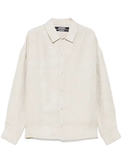 Jacquemus La Chemise Bateau Manches Longues In Beige Clair