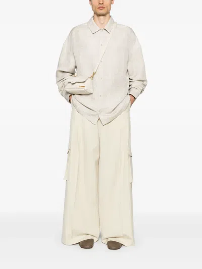 Jacquemus La Chemise Bateau Manches Longues In Beige Clair