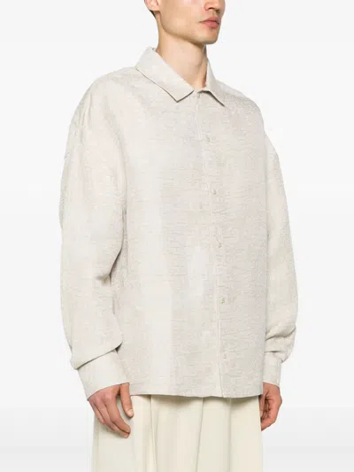 Jacquemus La Chemise Bateau Manches Longues In Beige Clair