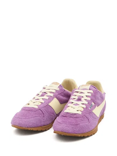 Autry Windspin Low Woman Suede Leather Sneakers In Violett