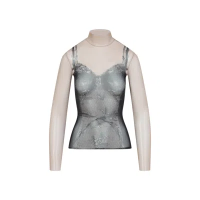 Balenciaga Black And Light Beige Trompe Loeil Lingerie Top In Multi