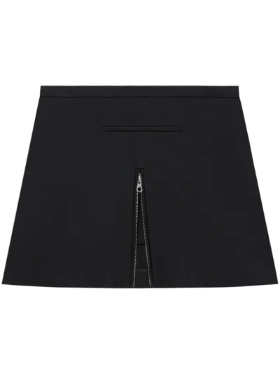 Courrèges Black Tailored Zipped Twill Miniskirt In 9999 Black