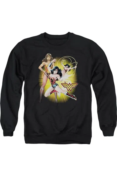 Gildan Justice League Of America Wonder Woman Adult Crewneck Sweatshirt In Black