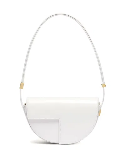 Patou Small Leather Shoulder Bag In White